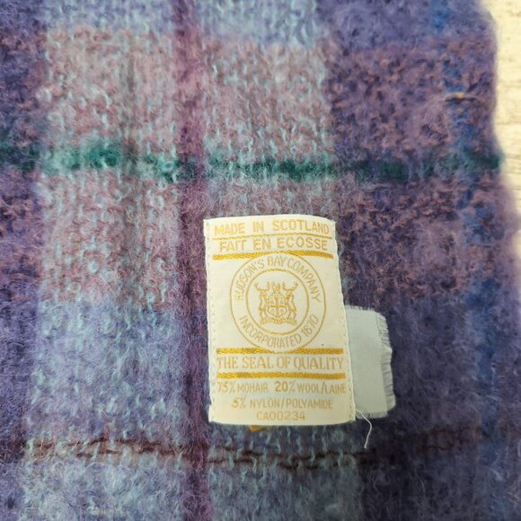 Hudson Bay Company Purple Mohair Blend Throw Blanket Made in Scotland - Picture 3 of 3